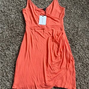 Coral Wrap-Front Dress